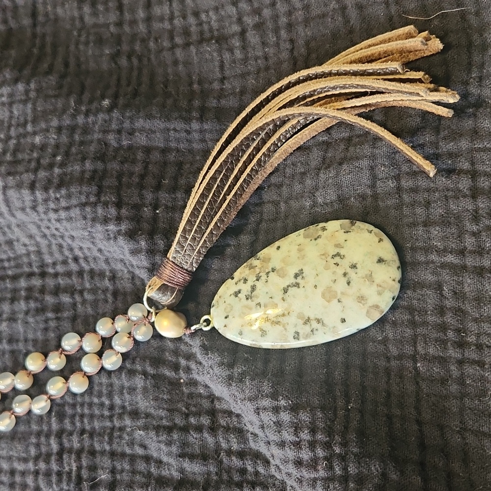 Natural stone mixed metal necklace